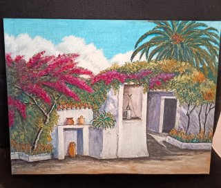 Cuadro al óleo paisaje mediterráneo