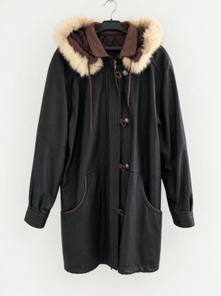 Abrigo Piel Vintage. Duffle coat