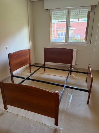 Estructura cama individual madera y metal