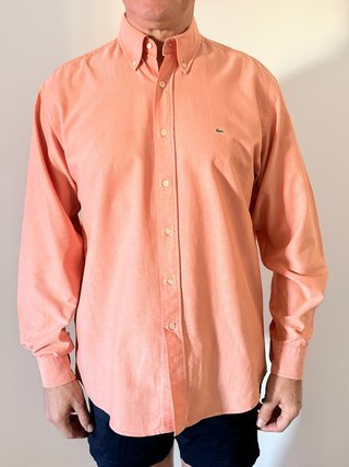 Camisa Lacoste Oxford Salmón Talla L