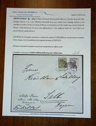Busta 1923 Regno d'Italia Certificato Borrelli
