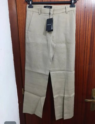 Pantalones Massimo Dutti Lino Rectos Talla 38