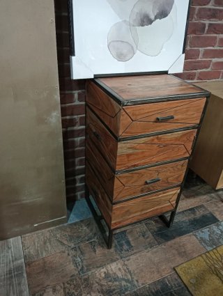 Cómoda Cajonera Estilo Industrial Madera y Metal