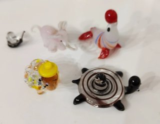 Lotto piccole statuine animali in vetro di Murano
