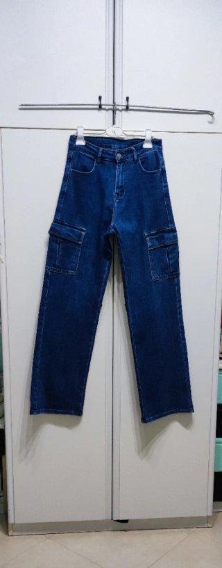 Jeans cargo donna blu taglia M