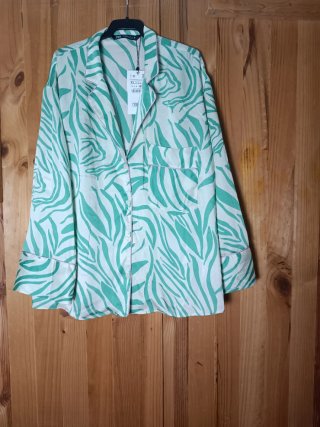 Blazer Zara Estampado Cebra Verde Talla XL