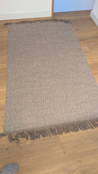 Alfombra lavable beige y gris