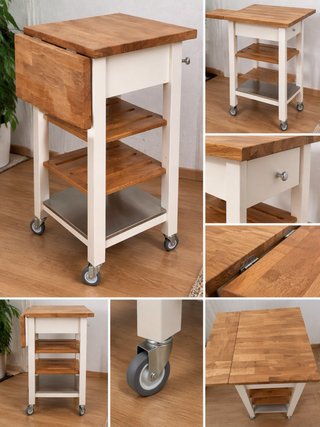 Mesa camarera cocina con ruedas y extensible