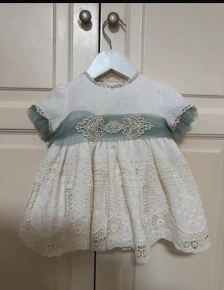 Vestido miranda verde agua encaje 6 meses