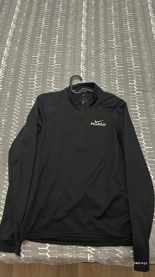 Camiseta Nike Running Media Cremallera Negra