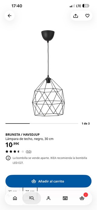 Lámpara de techo IKEA BRUNSTA / HAVSDJUP