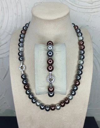 Conjunto de Perlas Tahití y Cristal Alta Calidad