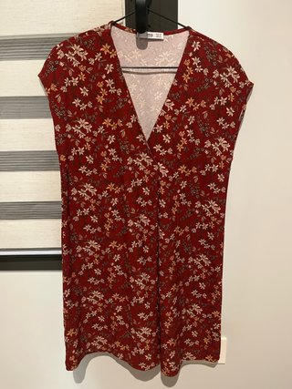 Vestido Mango Estampado Floral Rojo Talla M