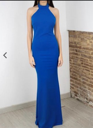 Vestido largo azul eléctrico