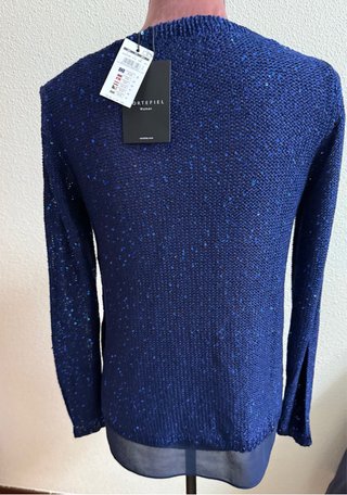 Jersey Cortefiel azul lentejuelas Talla S