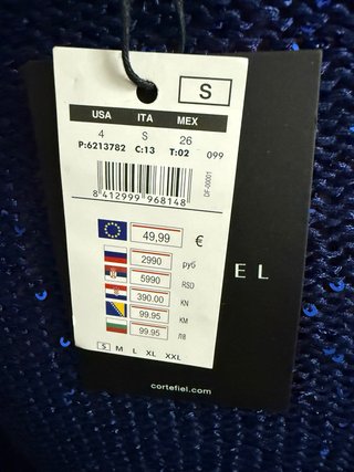 Jersey Cortefiel azul lentejuelas Talla S