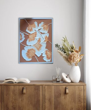 Quadro materico foglie ginkgo