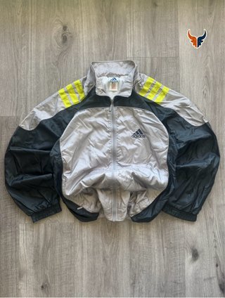 Adidas Chaqueta Gris Amarilla Nylon Y2k Retro M