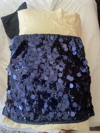 Falda lentejuelas azul y plateada
