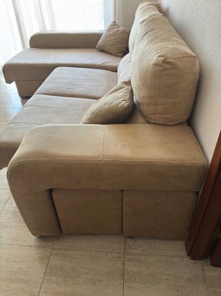 Divano Chaiselongue Beige 3 Posti