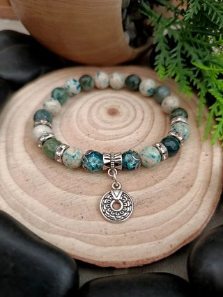 Pulsera Elástica con Abalorios y Colgante