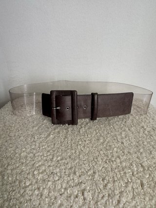 Cinturón Marc Cain PVC y Piel Marrón Ancho