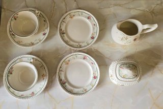 Juego de café porcelana San Claudio floral