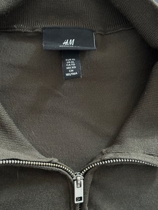 Jersey H&M Verde Oliva Cremallera Talla XL