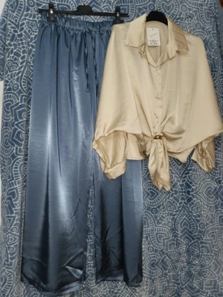Conjunto raso pantalón y camisa