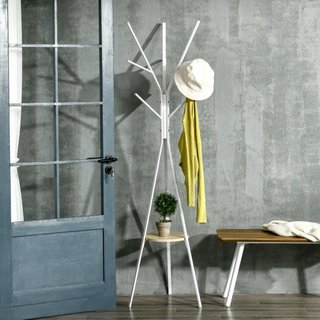 Perchero Árbol Blanco Metal y Madera