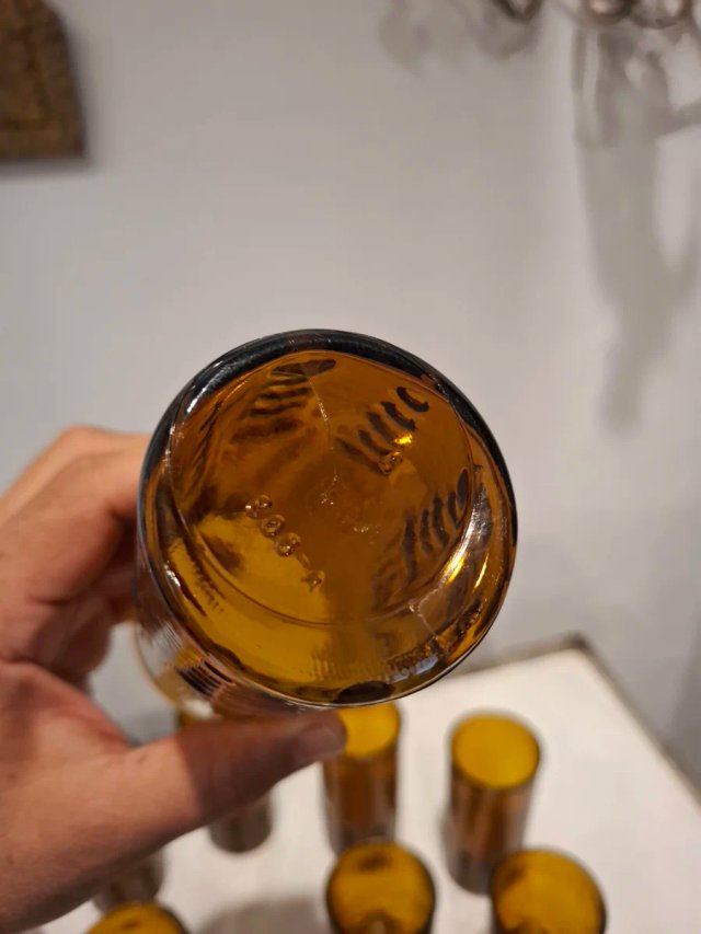 Juego 10 vasos ámbar vintage