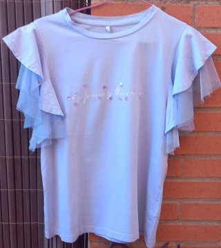 Camiseta Tiffosi Azul Talla S con Volantes