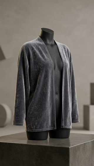 Bata de Terciopelo Gris