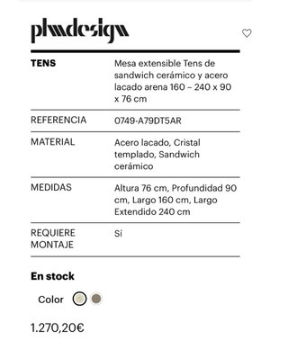 Mesa extensible Tens 160-240cm