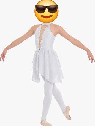 Vestido Maillot Danza y Patinaje Blanco Niña