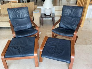 Duo di poltrone IKEA Poäng in pelle nera