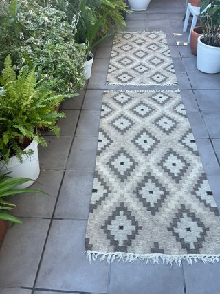 Tappeti Kilim in Lana Beige e Grigio