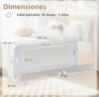 Barrera Cama Infantil Plegable 105cm