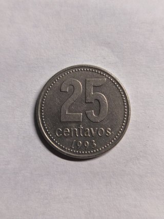 Moneda Argentina 25 Centavos 1993