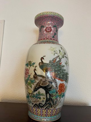 Jarrón Chino de Porcelana Familia Rosa