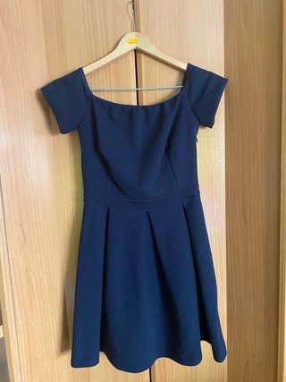 Vestido Azul Escote Barco