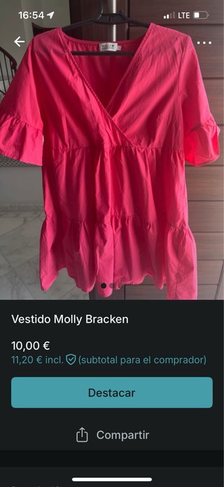 Vestido Fucsia Molly Bracken Talla L
