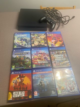 PS4 (PlayStation 4) Negra + Mando + Juegos