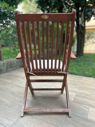 SILLA (5) JARDIN plegable de madera cojín beige.