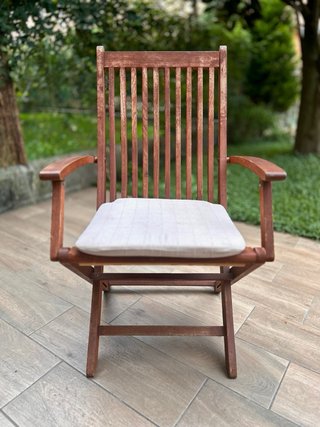 SILLA (5) JARDIN plegable de madera cojín beige.