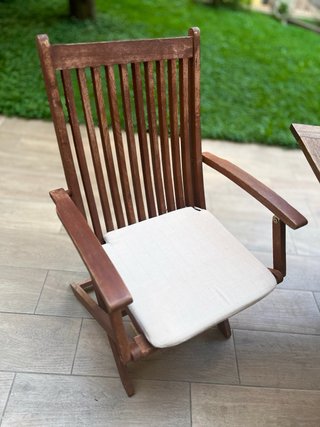 SILLA (5) JARDIN plegable de madera cojín beige.