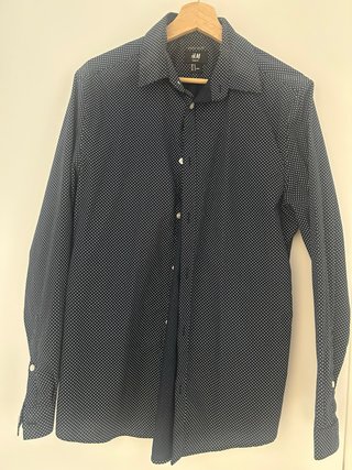 Camisa Manga Larga H&M Azul Talla M