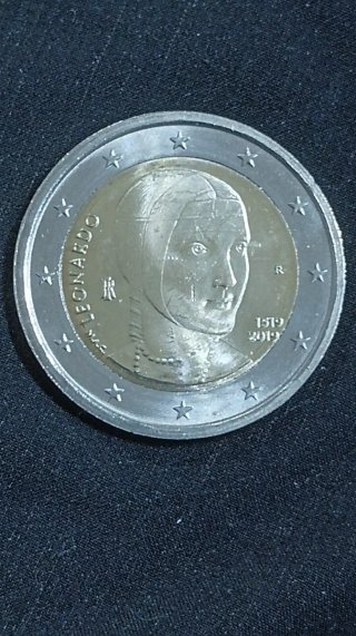 Moneda 2 Euros Italia 2019 Leonardo da Vinci