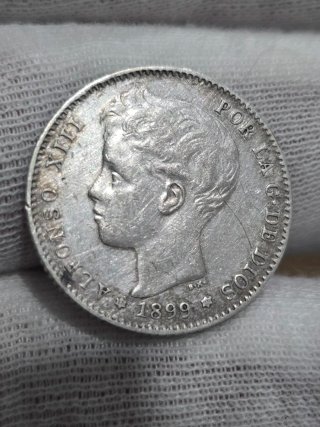 1 peseta 1899 (*18-99) Alfonso XIII, Plata.