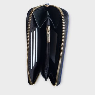 Cartera monedero azul con cremallera